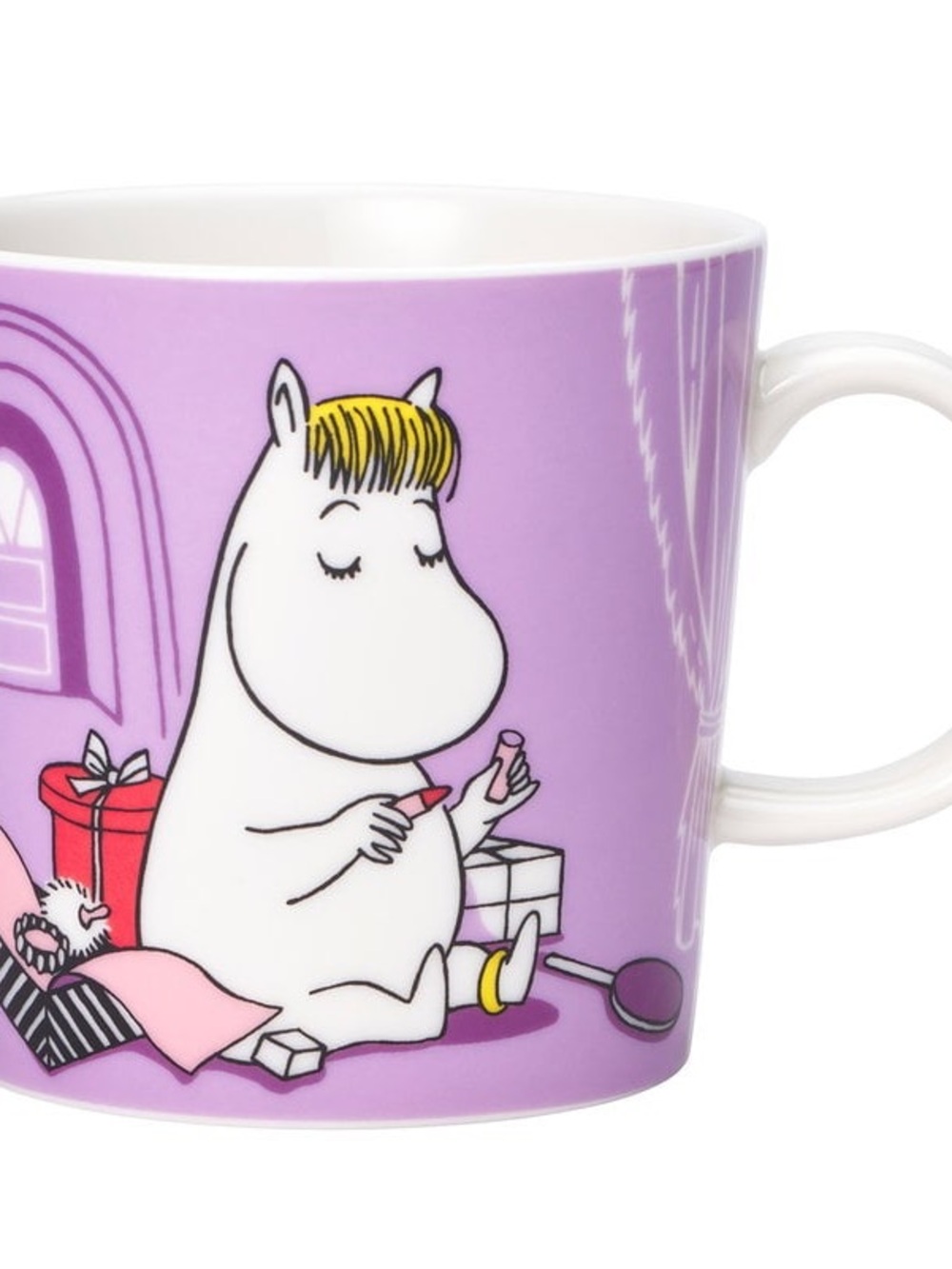 Whimsical Purple Moomin Hyppo Makeup Girl Character Porcelain Mug